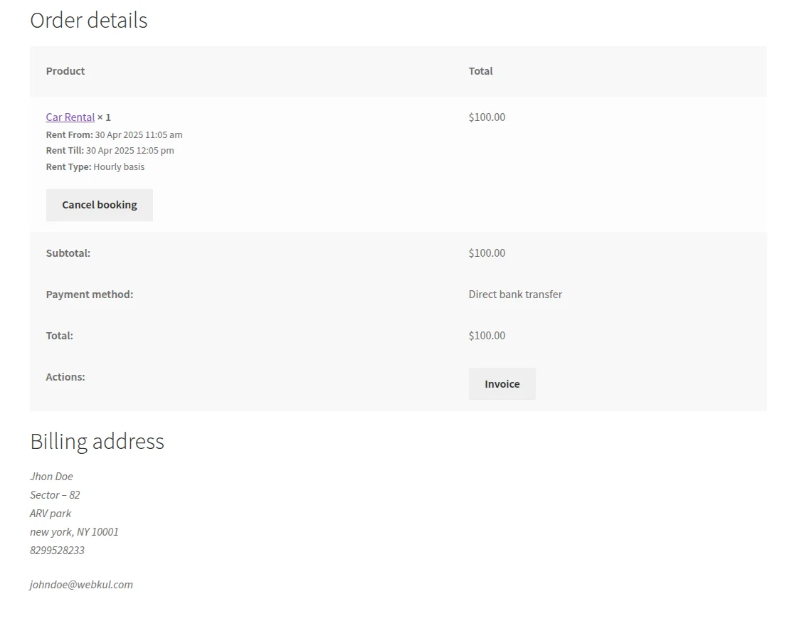 hourly order details