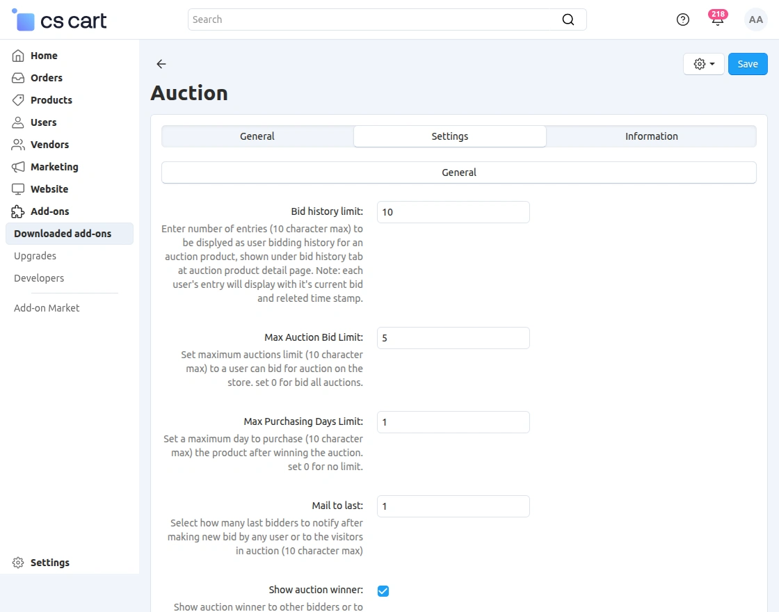 add-on configuration