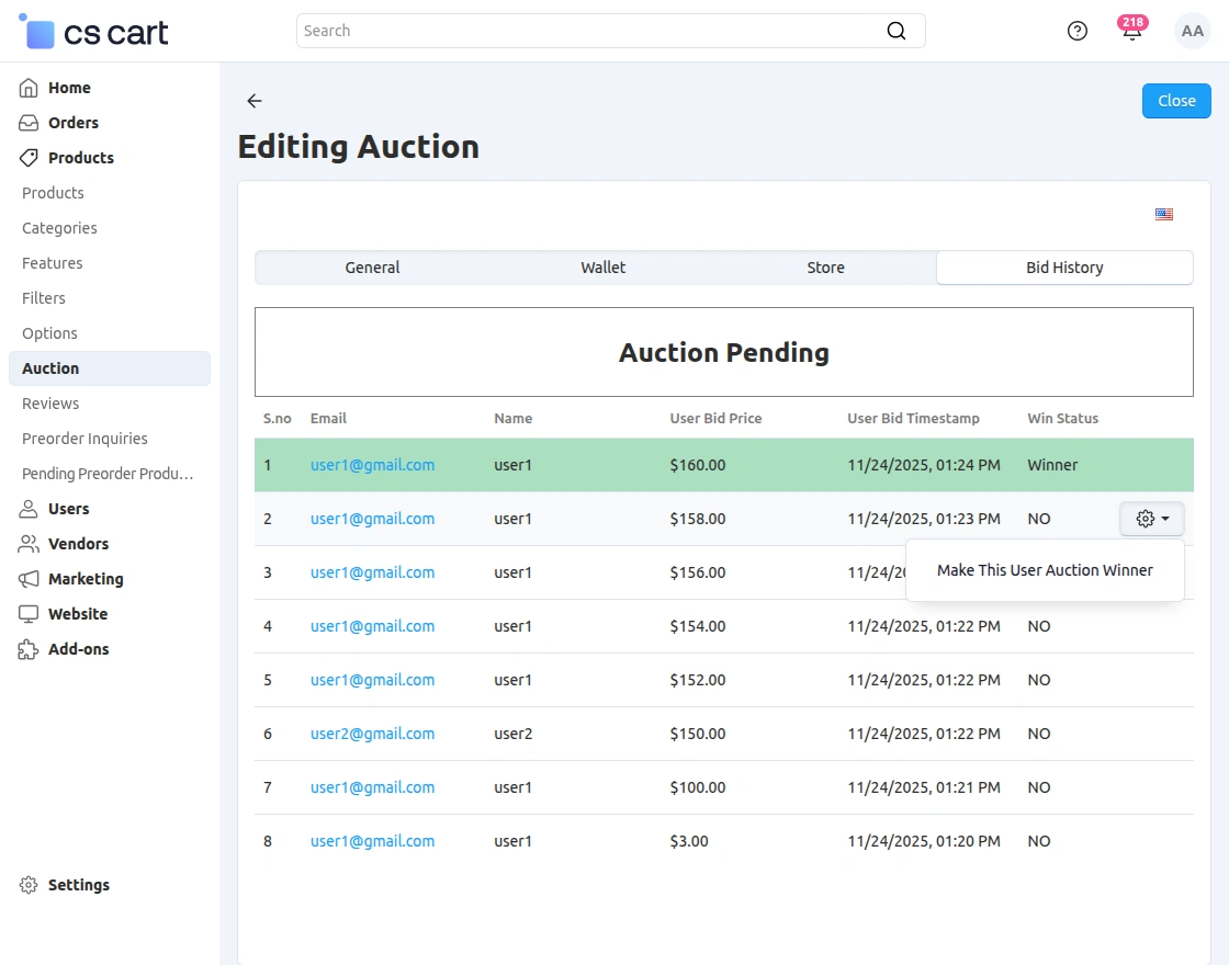 manual winner change