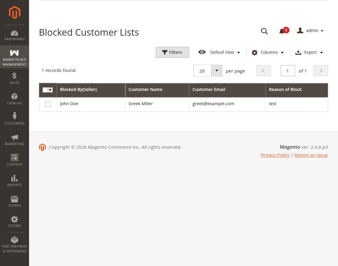 blocked customer list