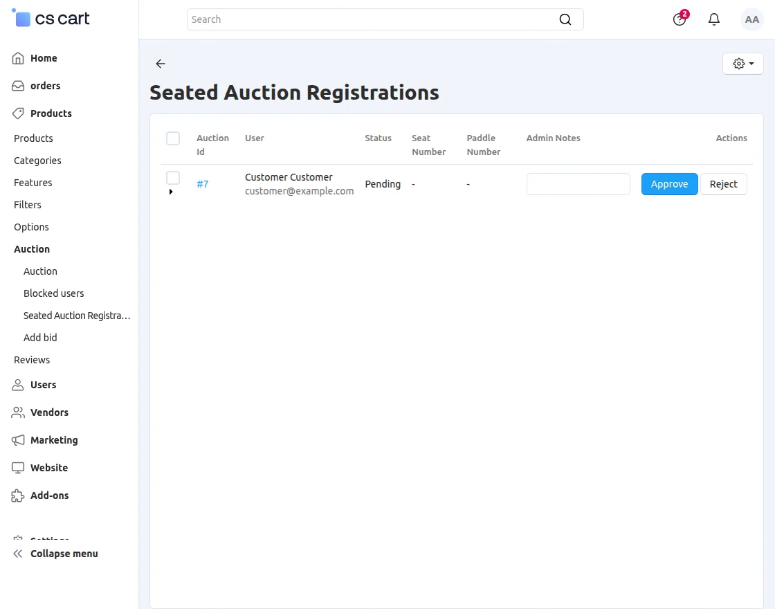 approval of auction