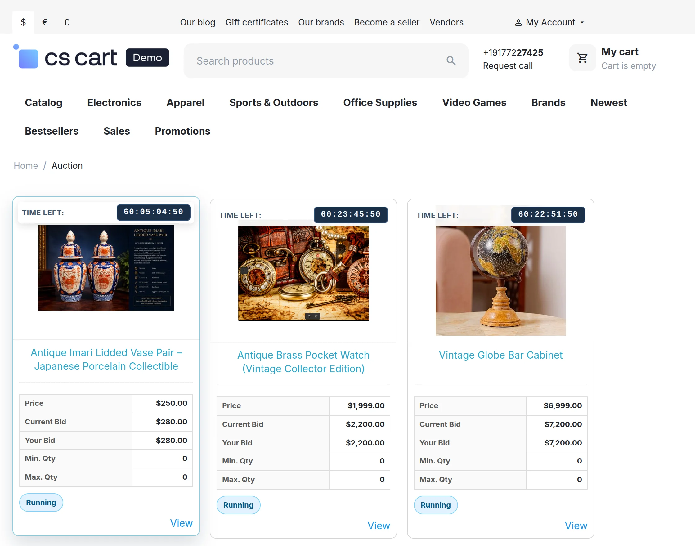 bid section on store