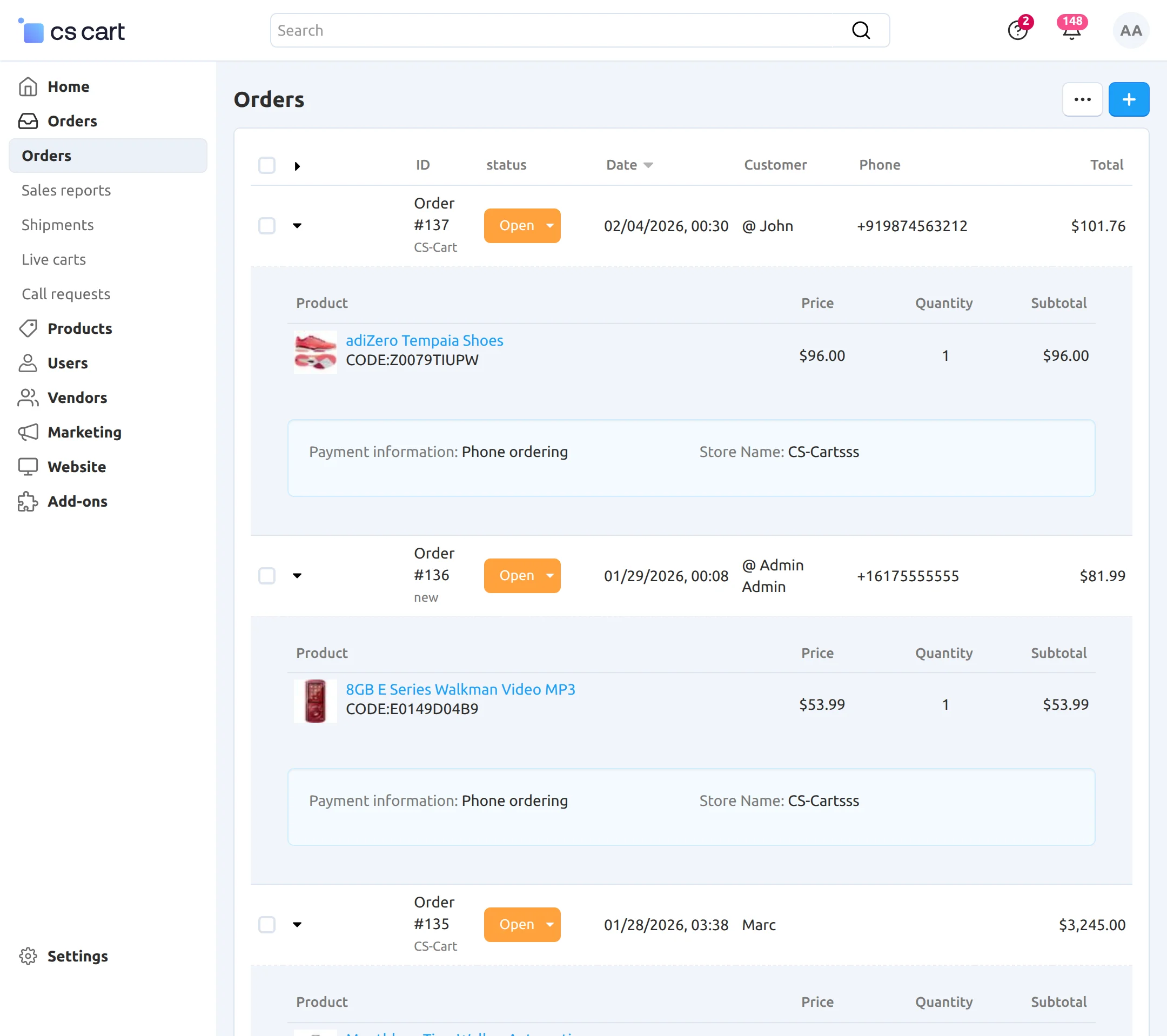 CS-Cart extended order page