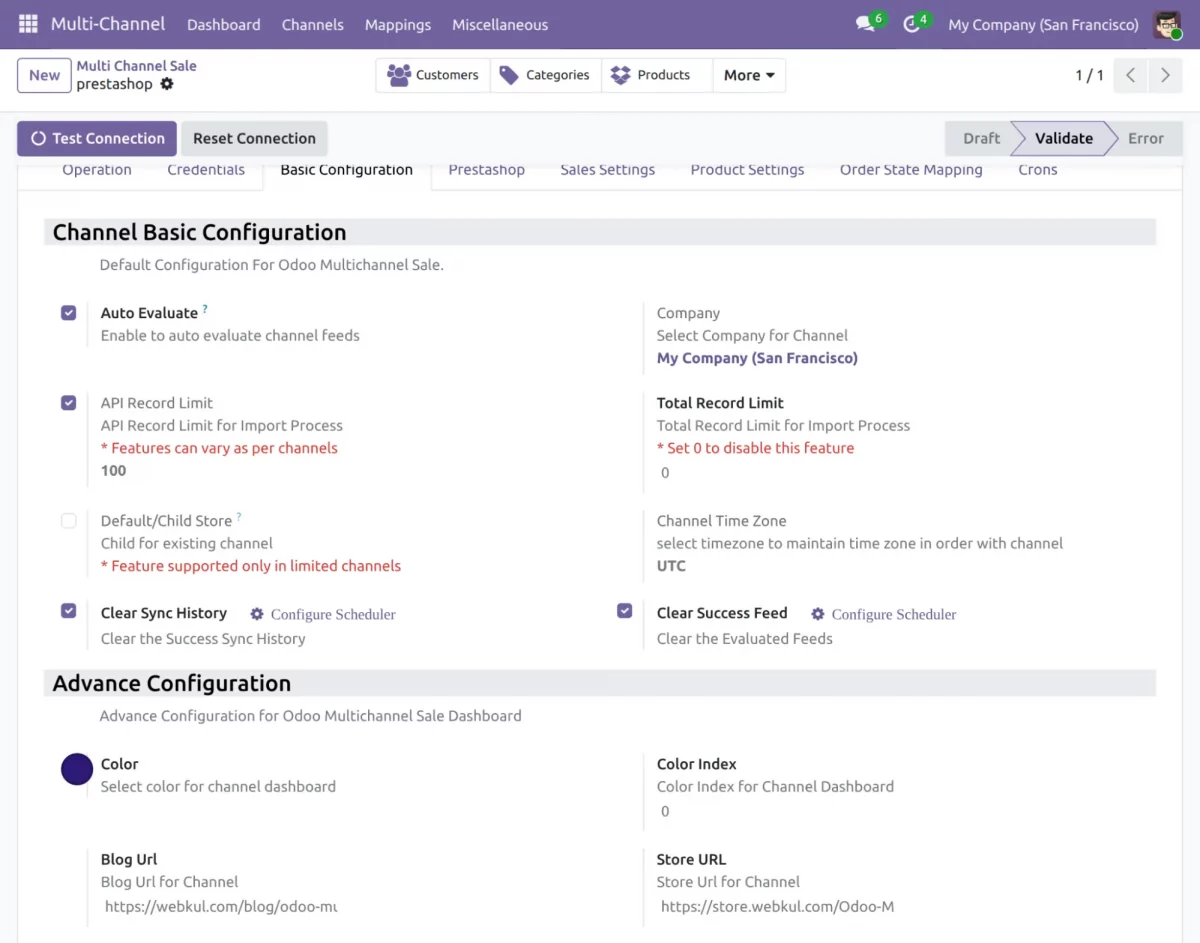 Odoo Multichannel Prestashop Connector