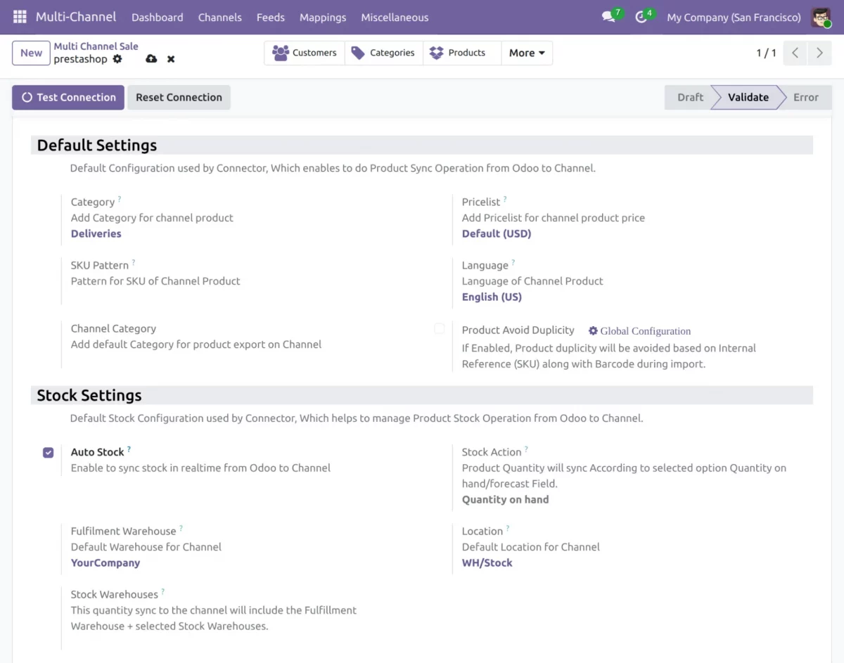 Odoo Multichannel Prestashop Connector