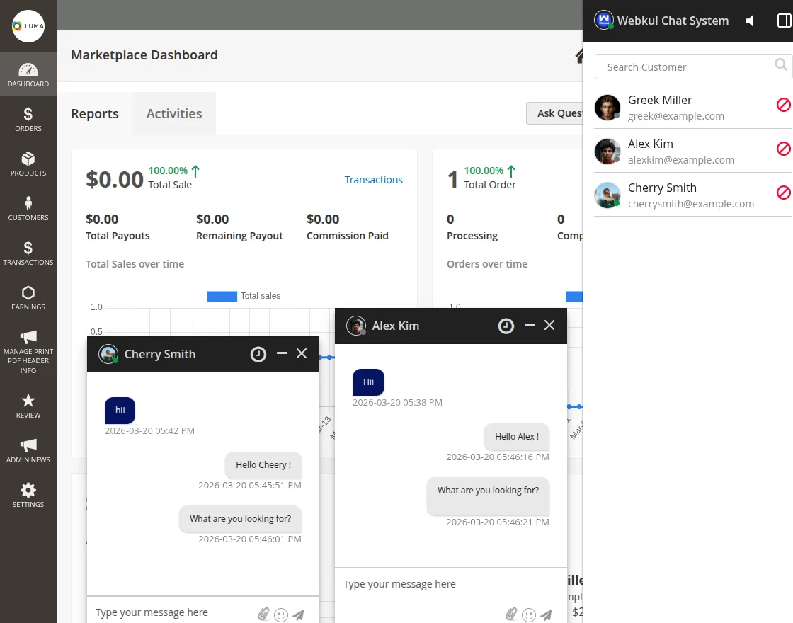 seller chat with customer