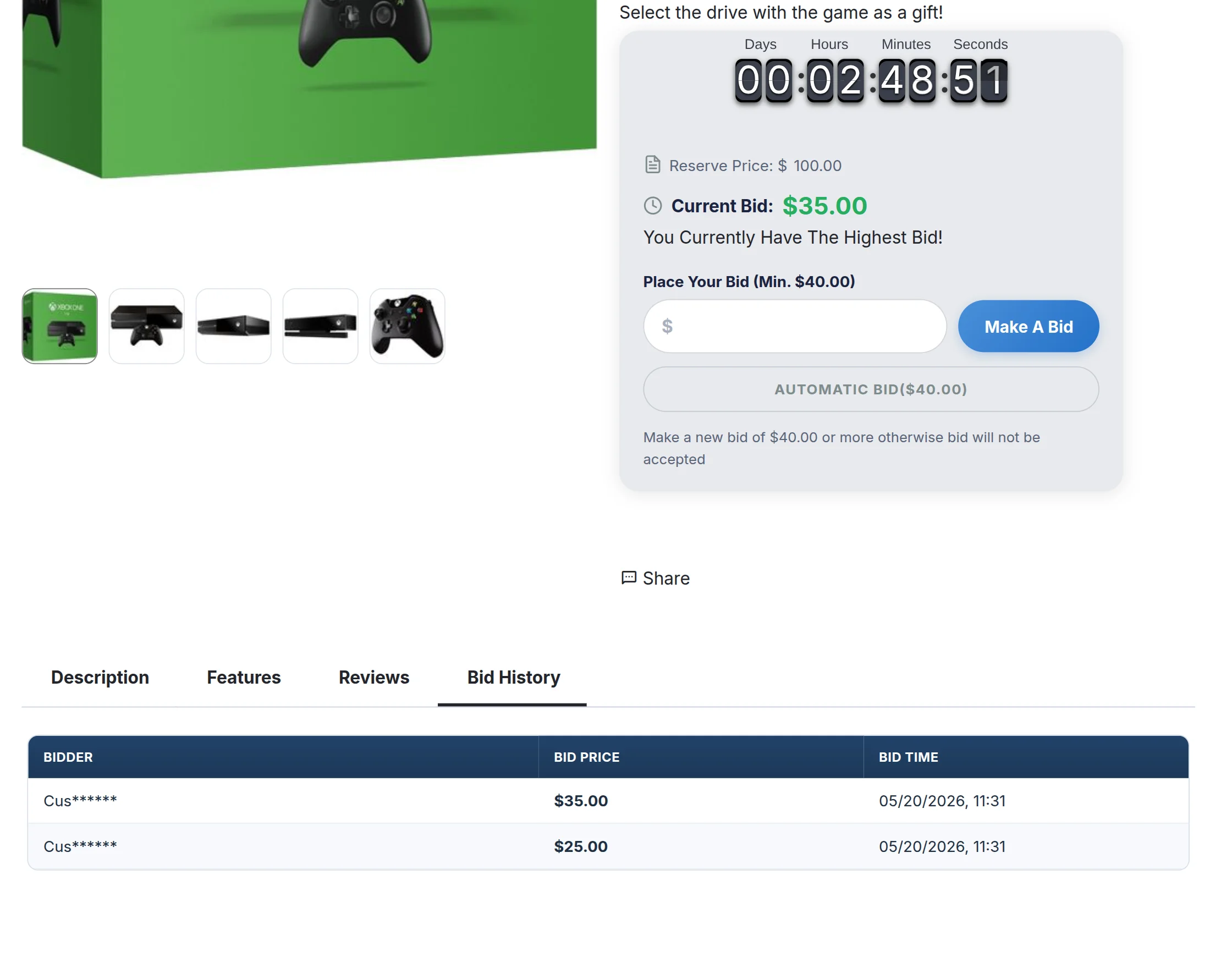 bid history