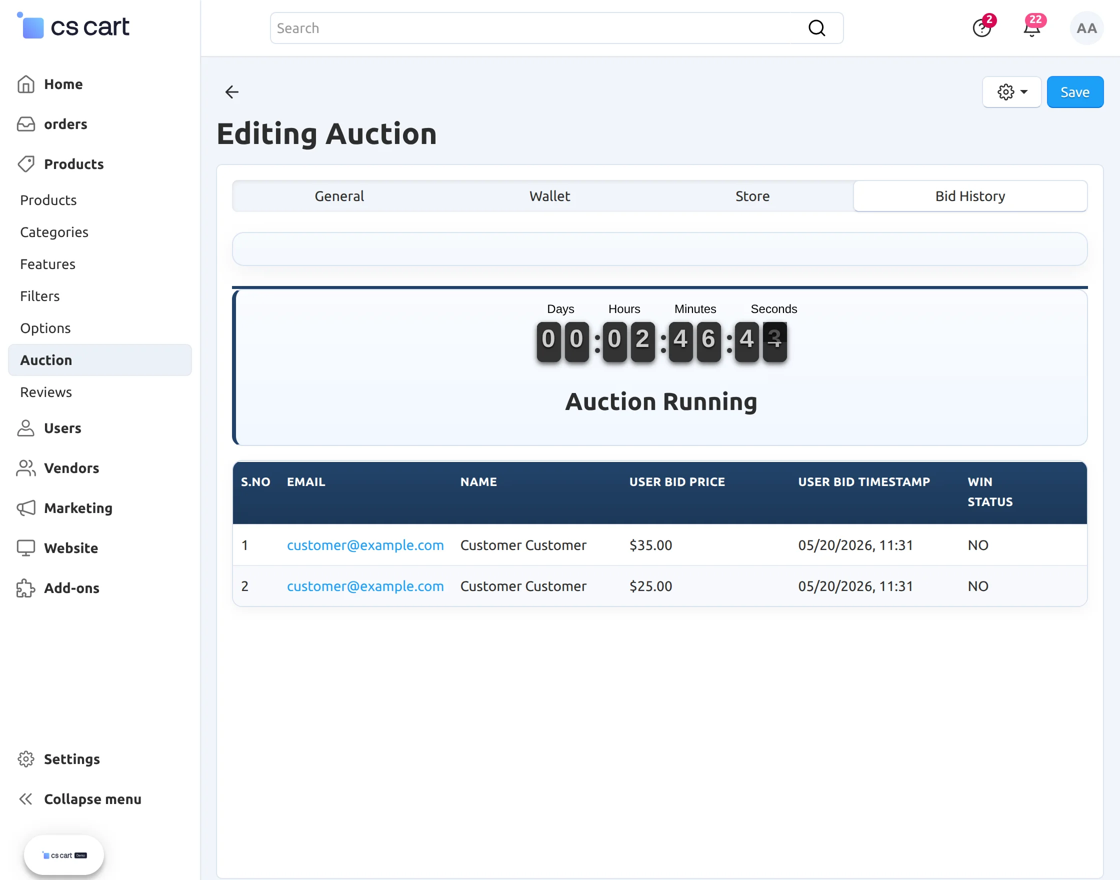 running auction