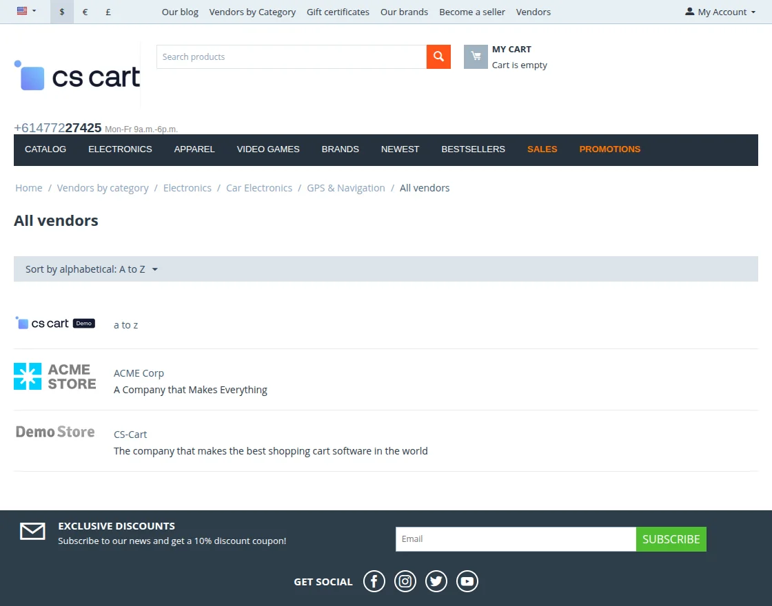 all vendors by category