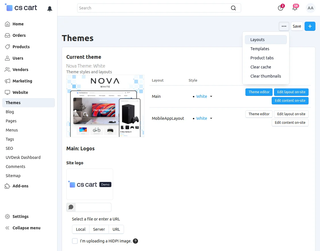 layout settings