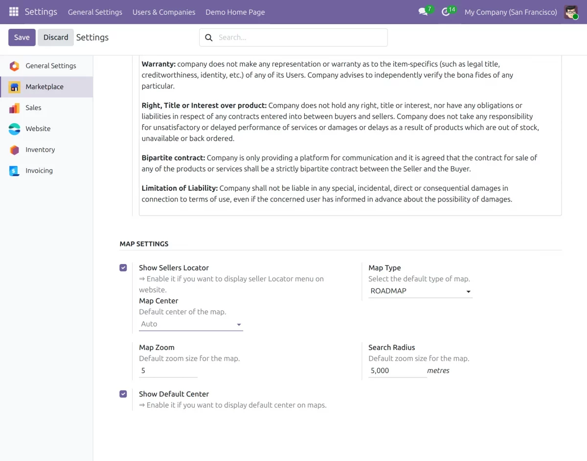 configure seller locator map settings