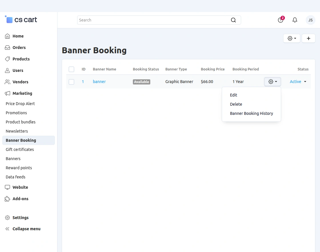 banner booking history