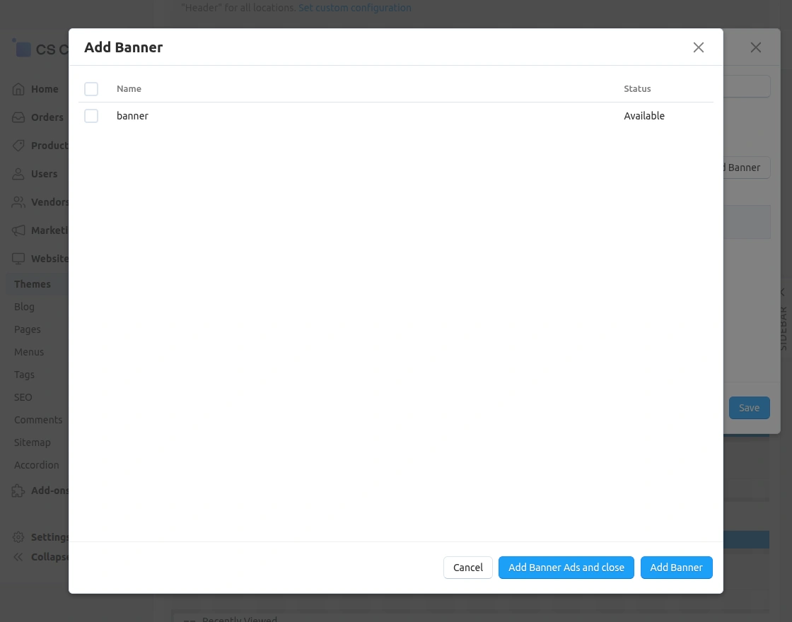 Add banner ads and close