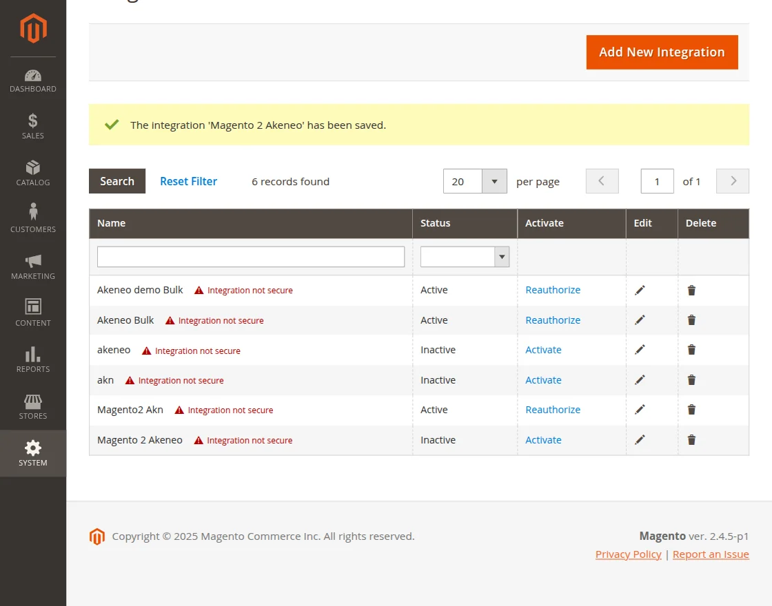 magento2 integration save