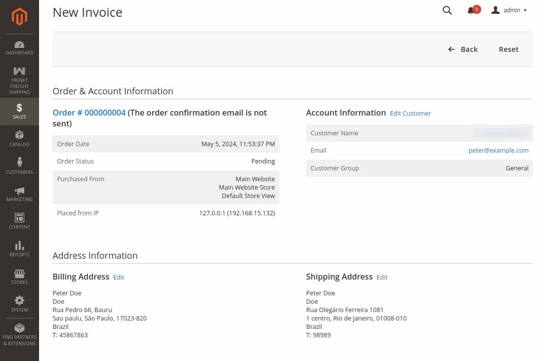 magento2-frenet-freight-invoice