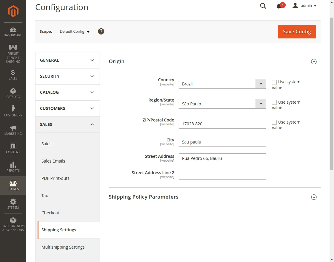 magento2-frenet-freight-shipping-settings