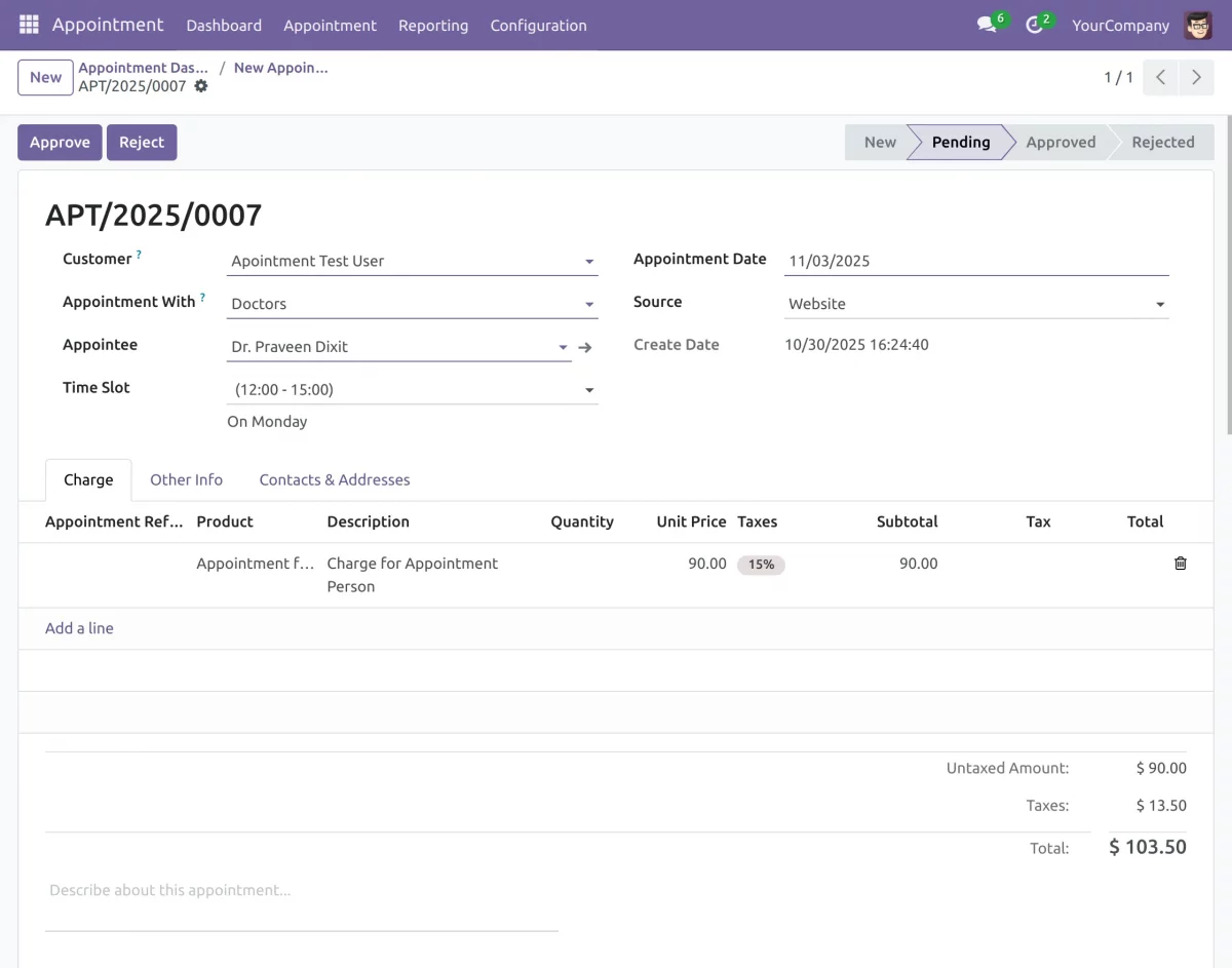 approve or reject appointment
