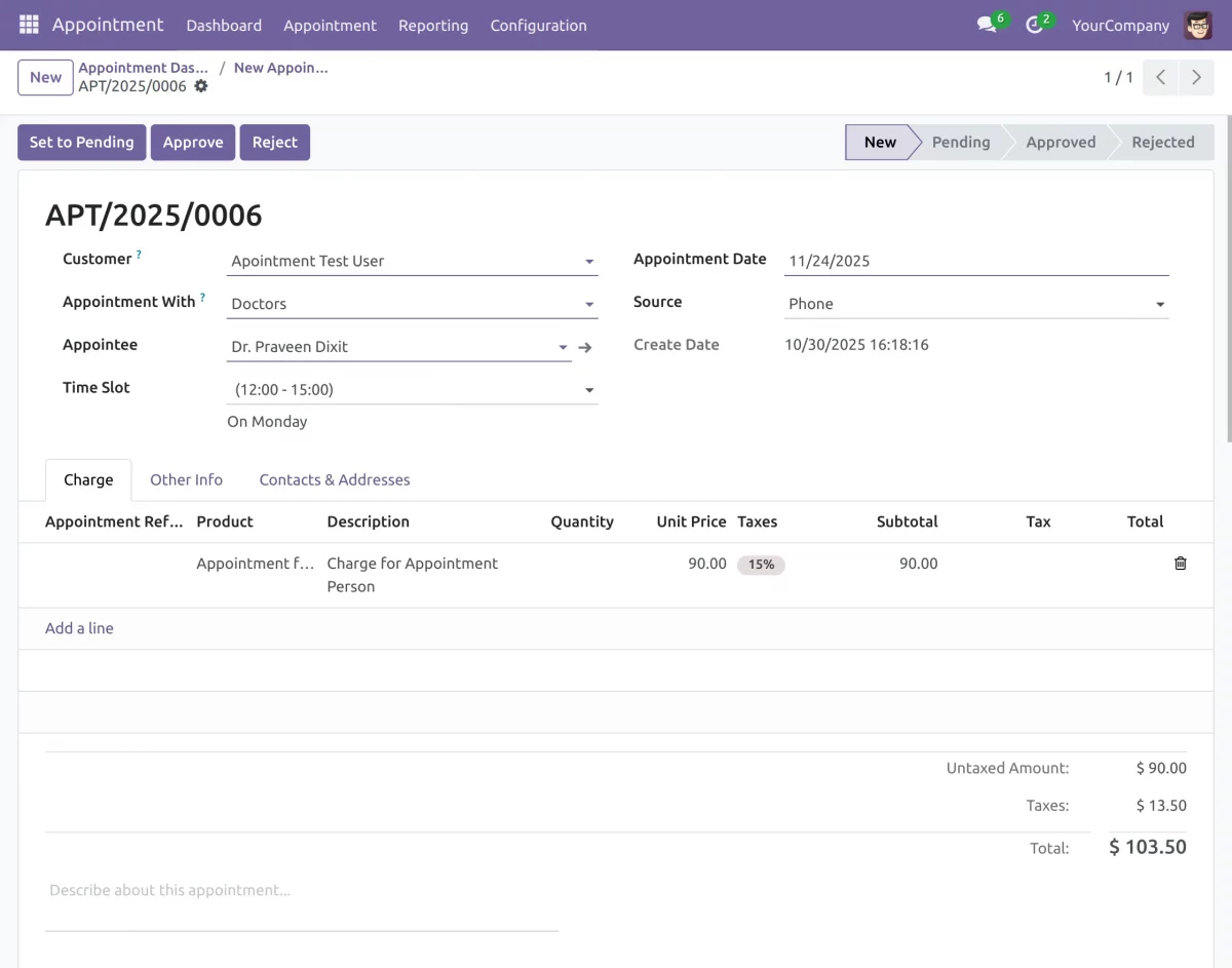 select the preferred state of appointment