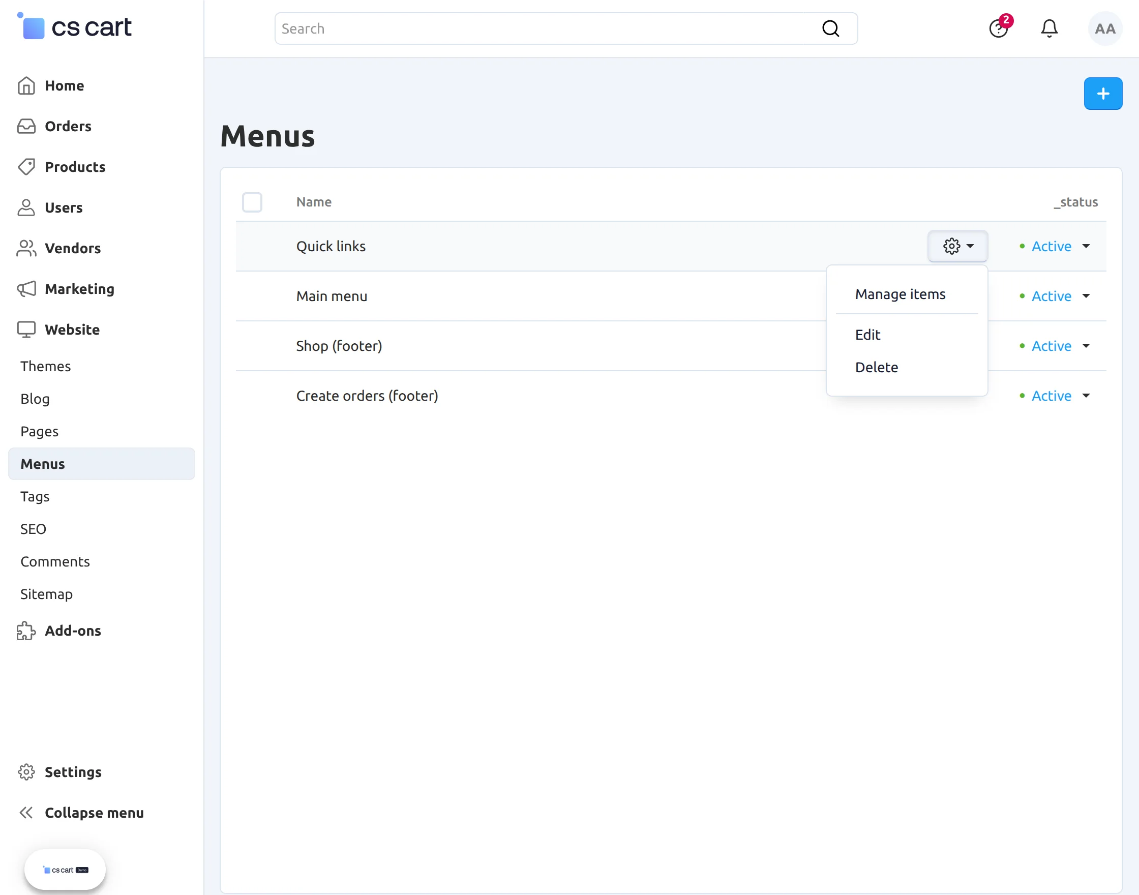 e-website-menu