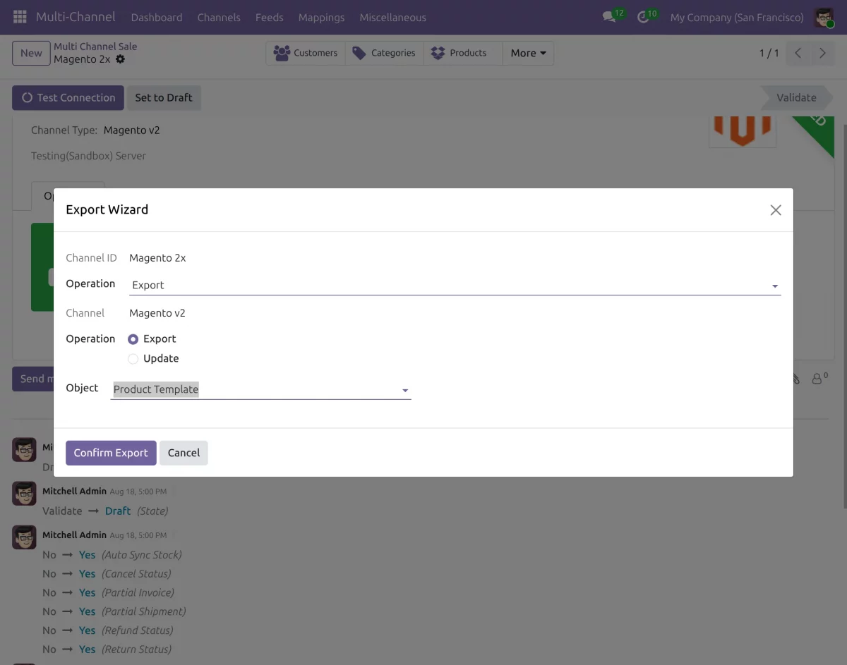export product template
