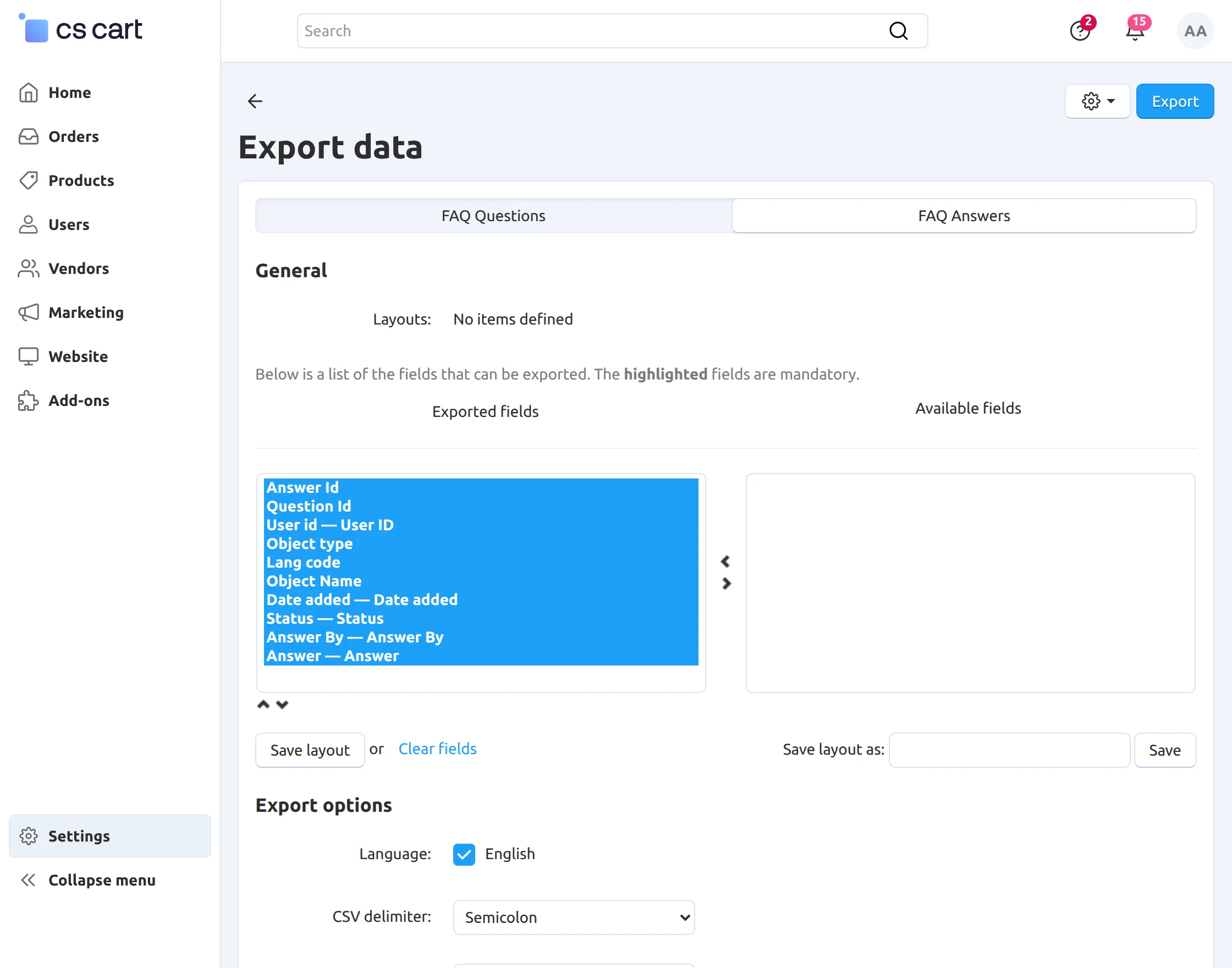 exportanswers