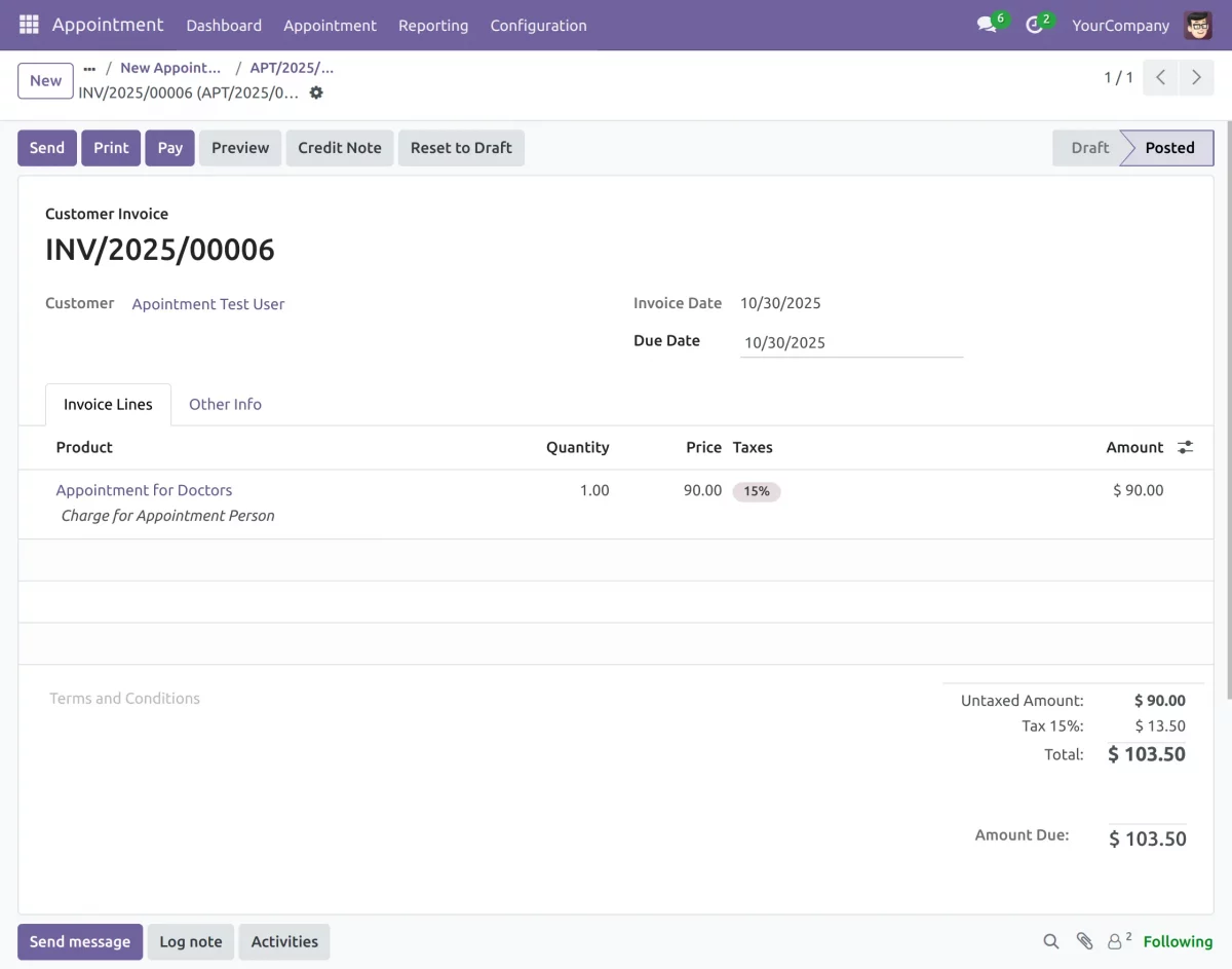 send invoice to the customer