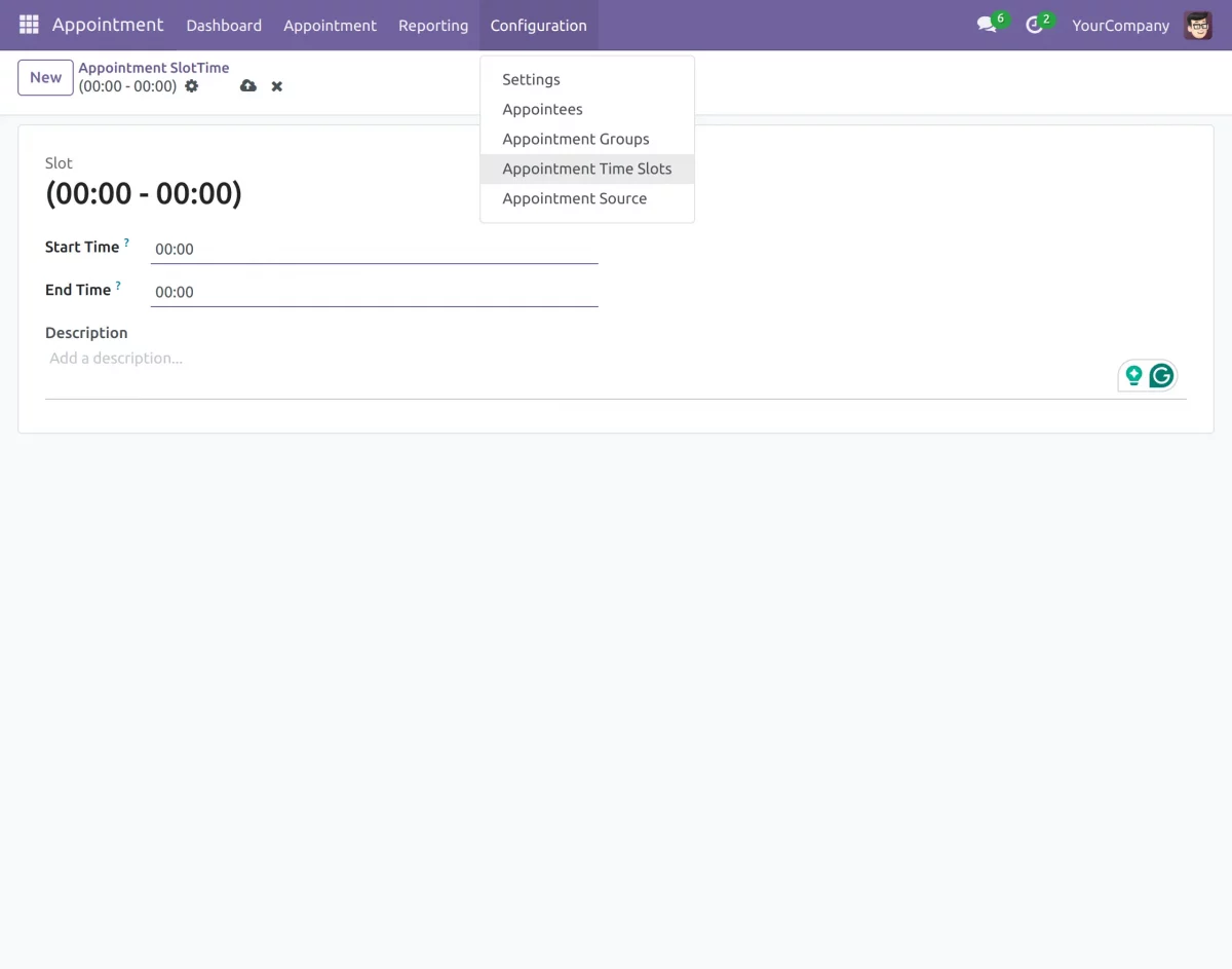 select appointment slots