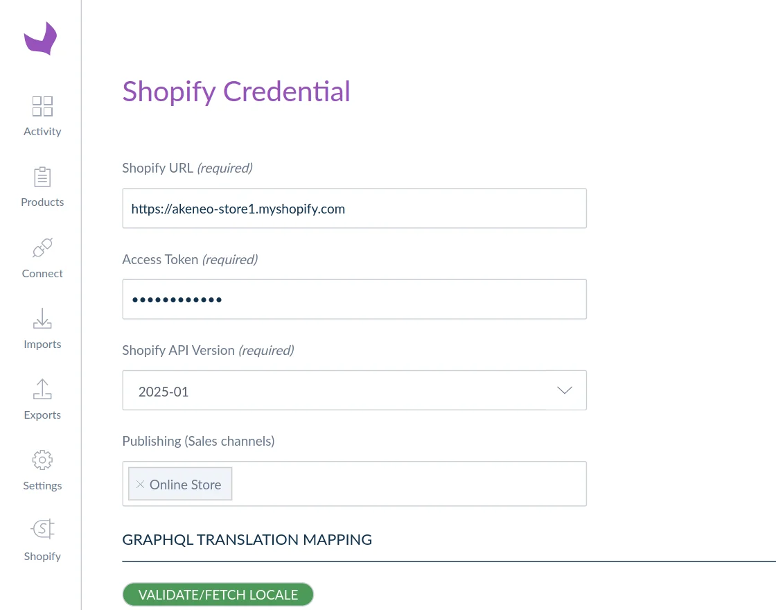 webkul-akeneo-shopify-connector-shopify-credentials
