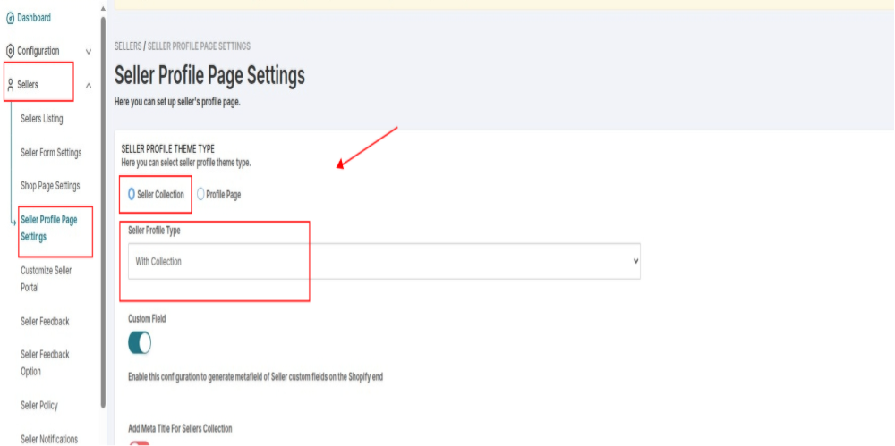 Seller profile page setting