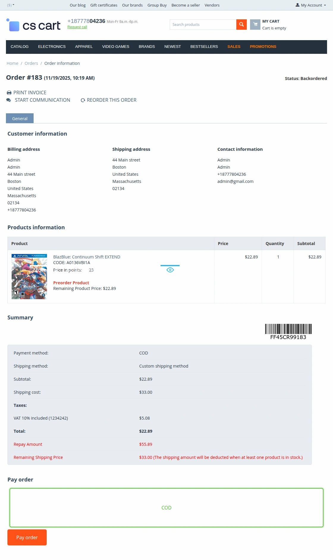 remaining amount paid