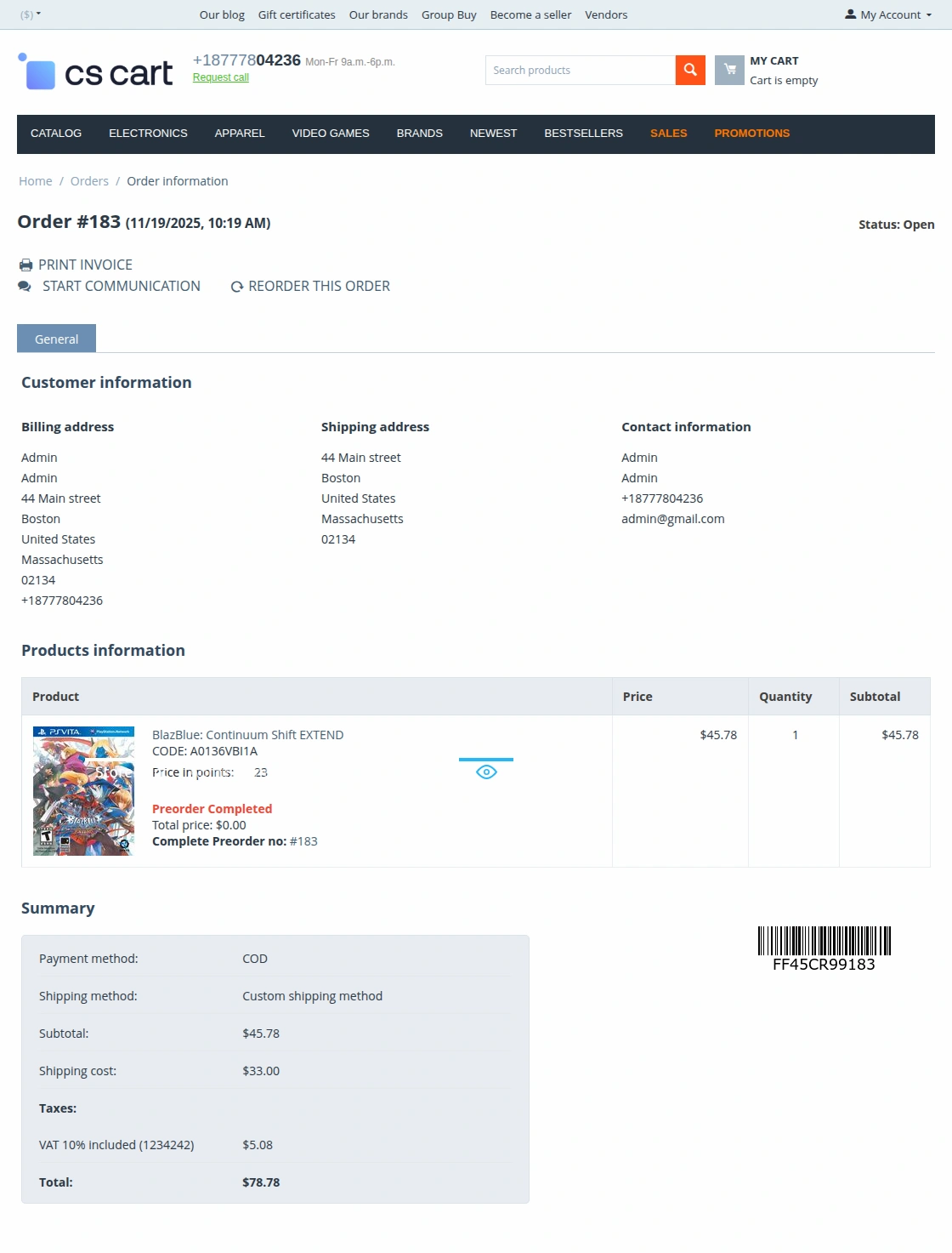 preorder order details
