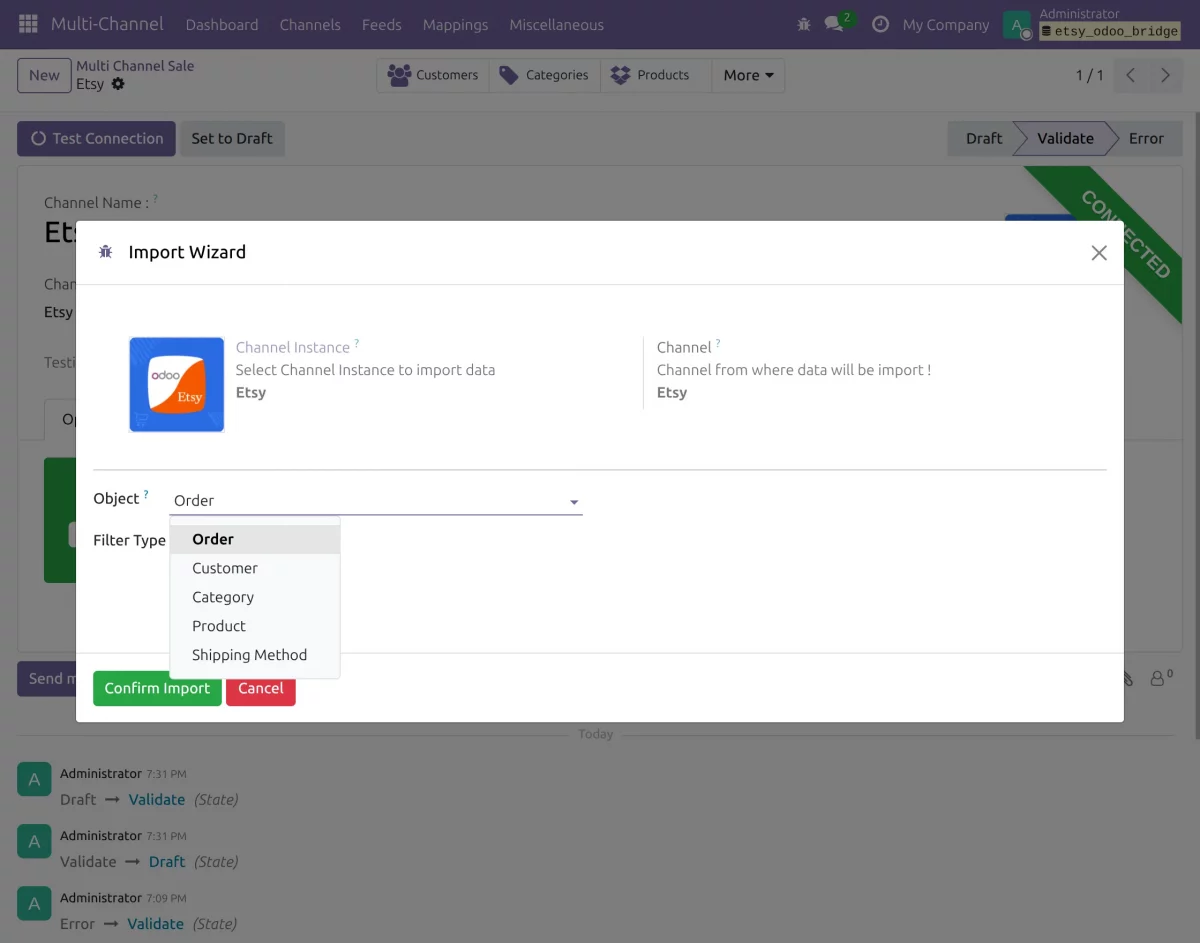 import data from etsy