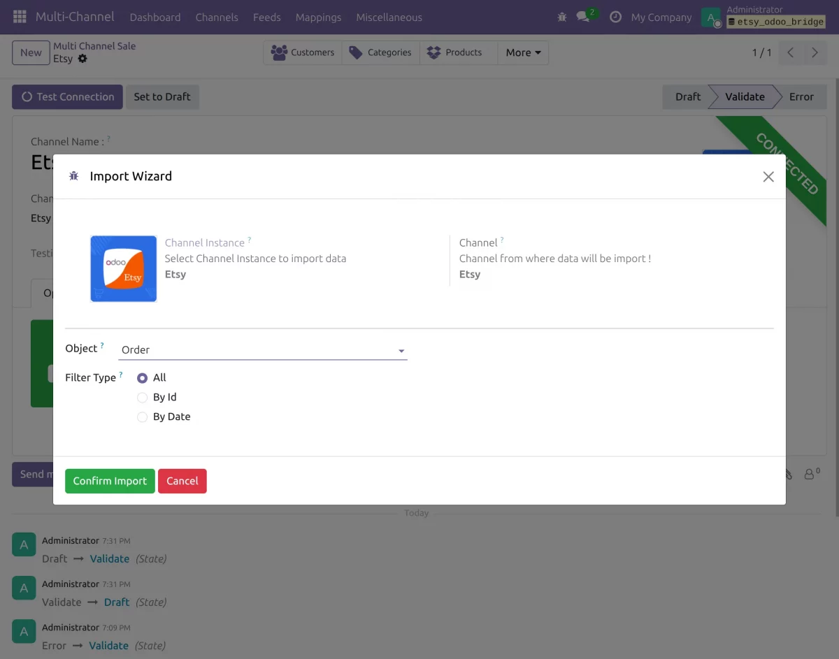 filters in import