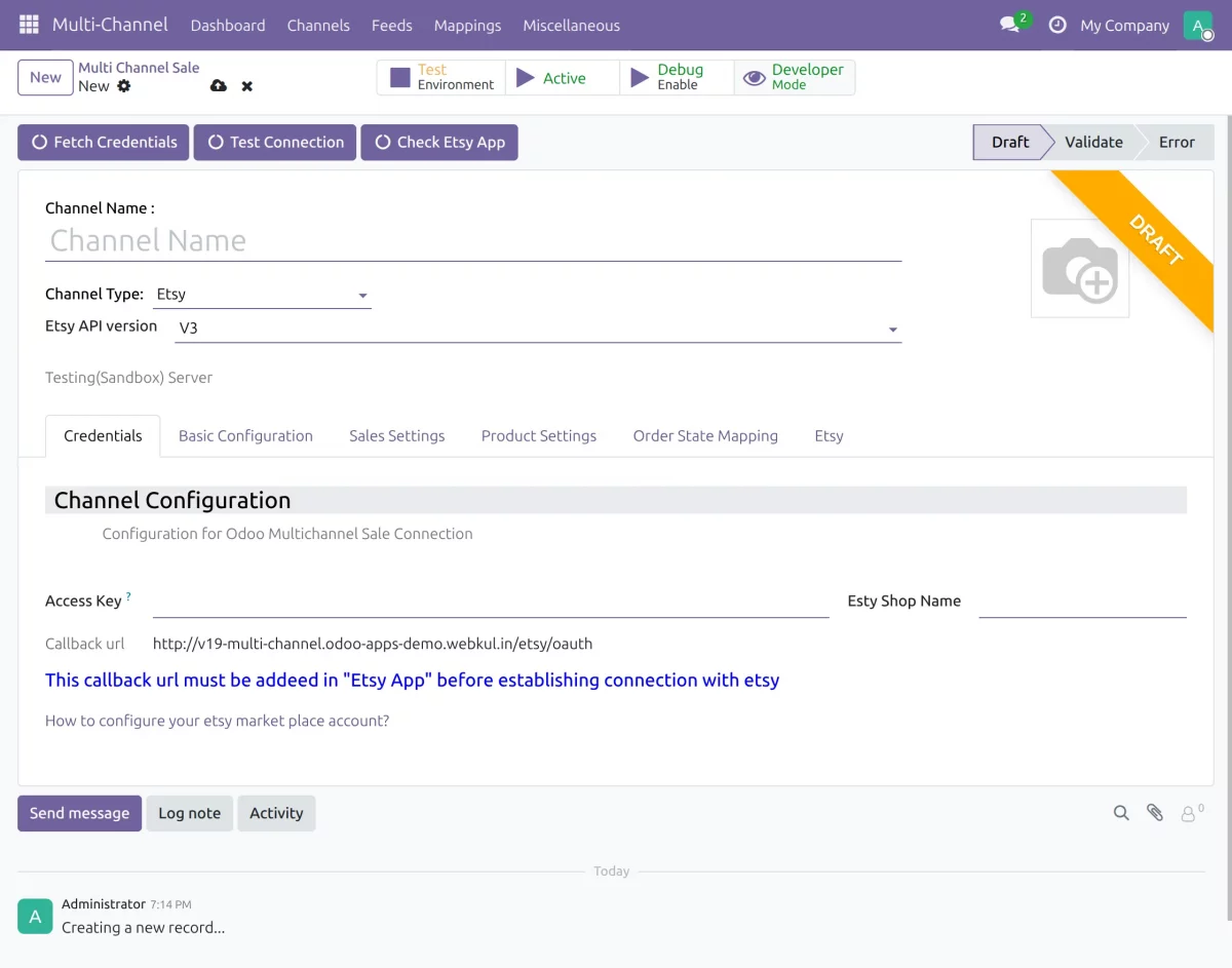 configuring etsy instance
