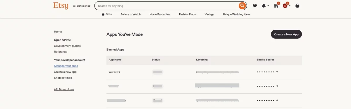 configuring etsy application