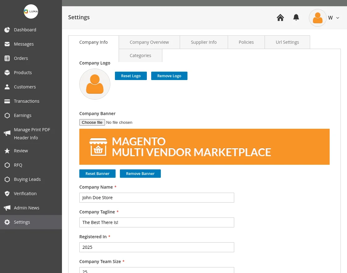 supplier company info
