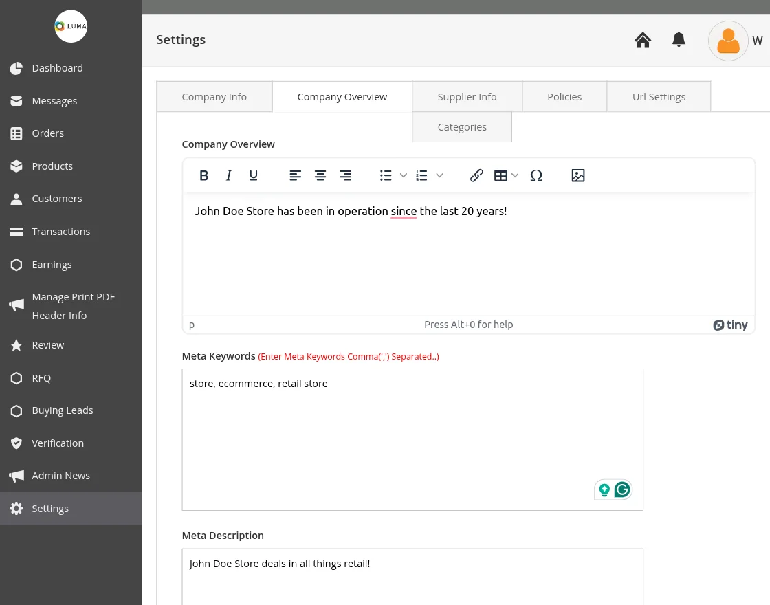 supplier company overview