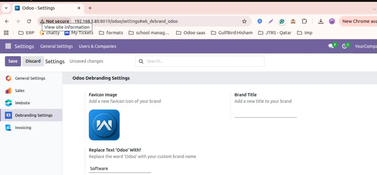 backend favicon from the configuration