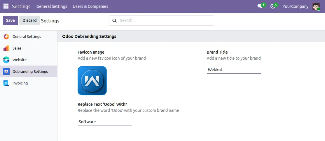  configuration of &ldquo;Odoo Backend Debranding &ldquo;