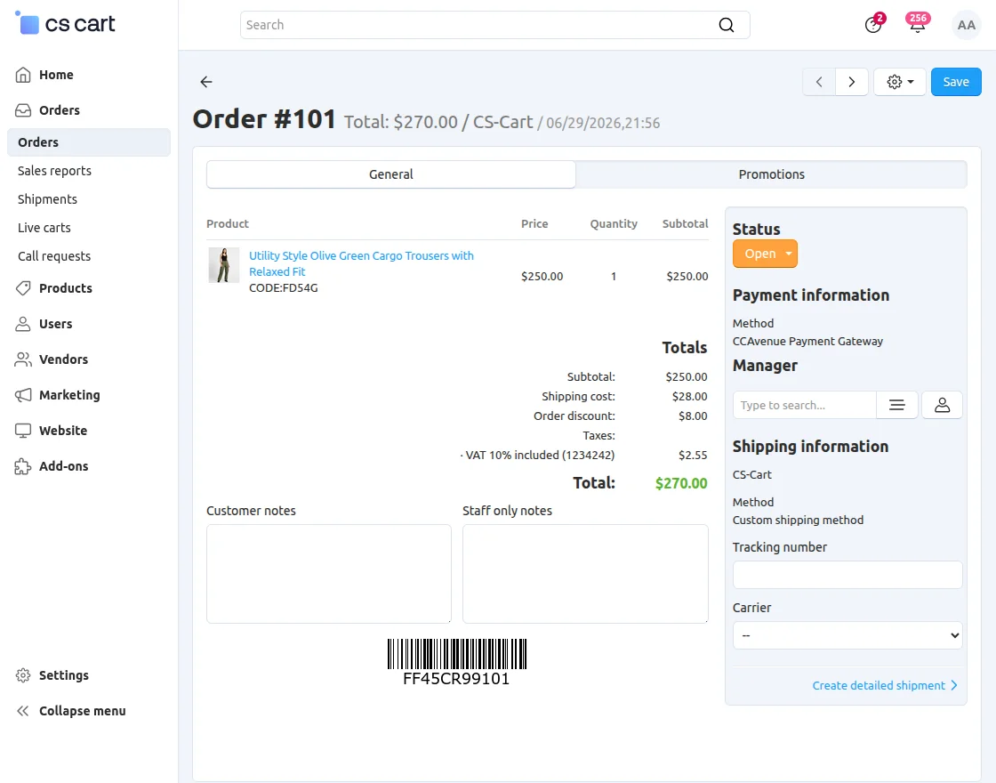 payment method at checkout