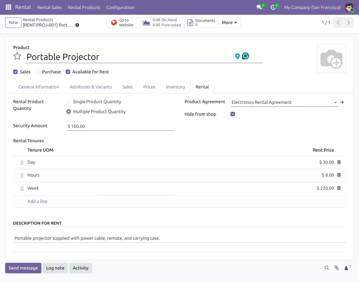configure rental product