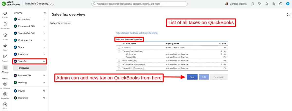 managing tax on quickbooks