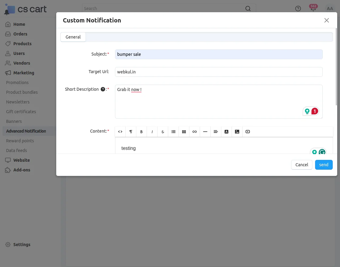 create notification template