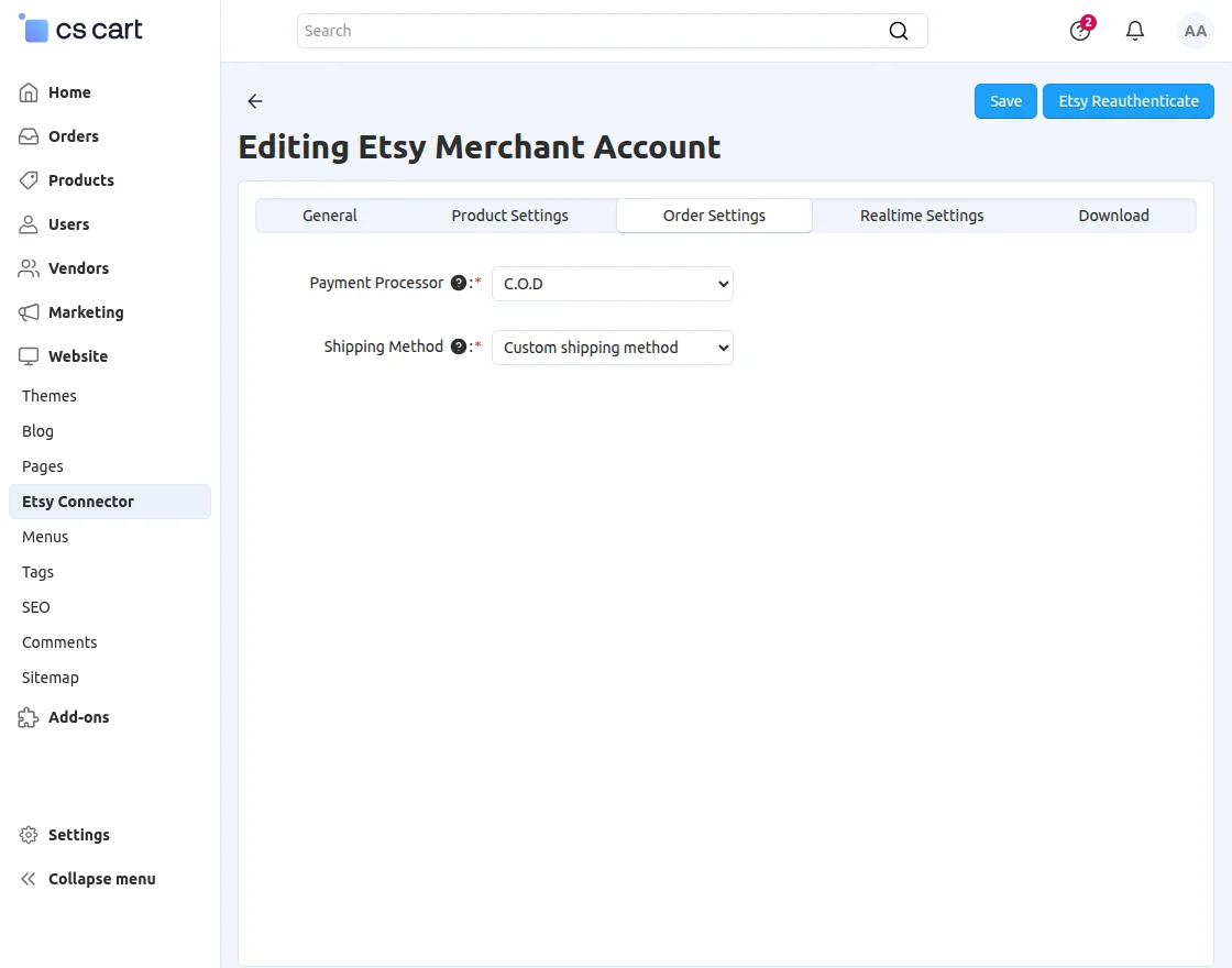 order setting