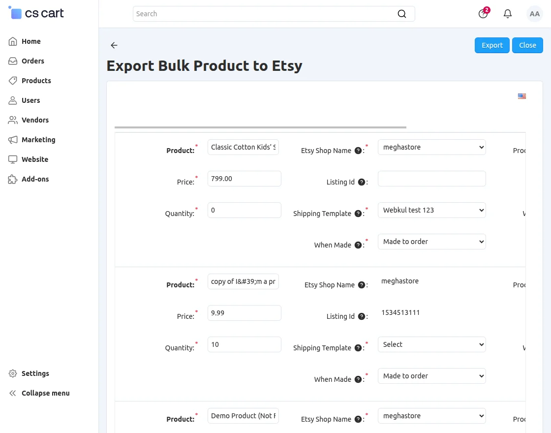 bulk export