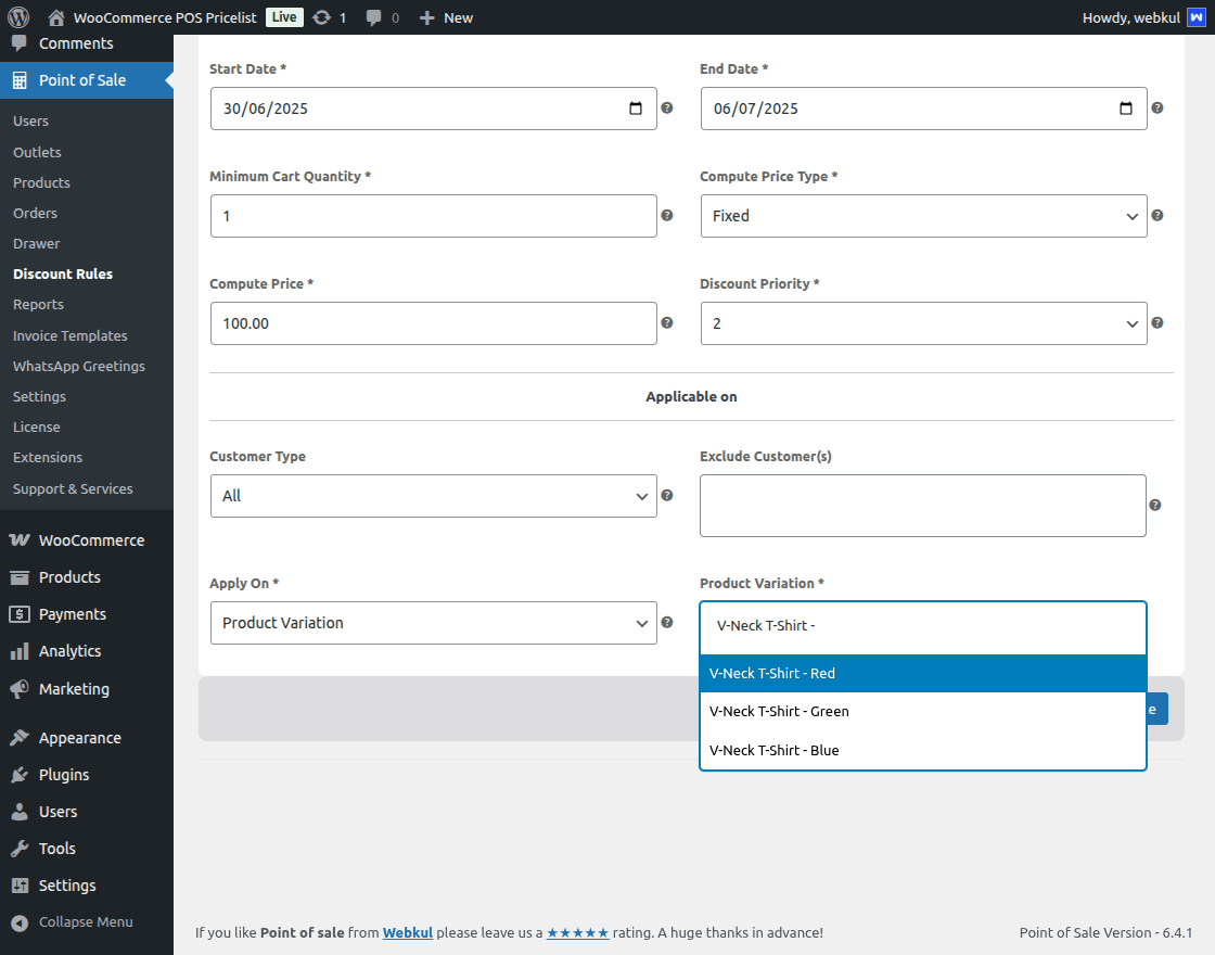 WooCommerce POS Pricelist