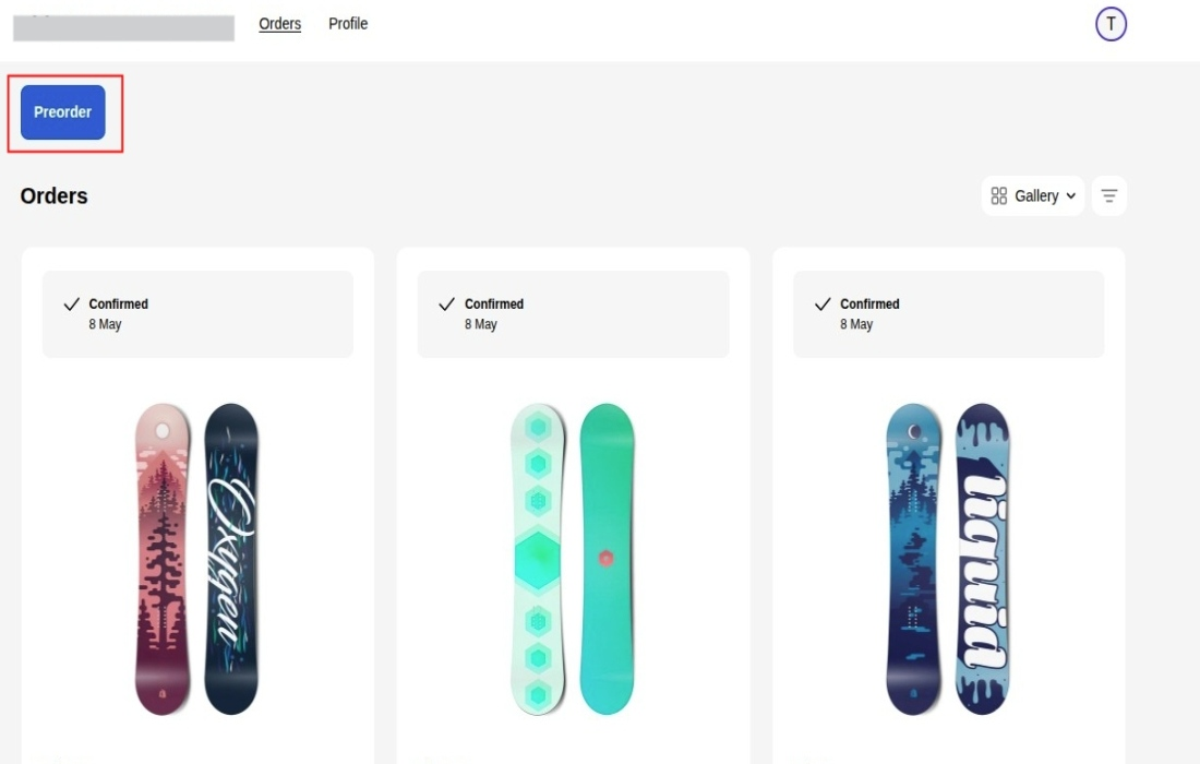 customer account page