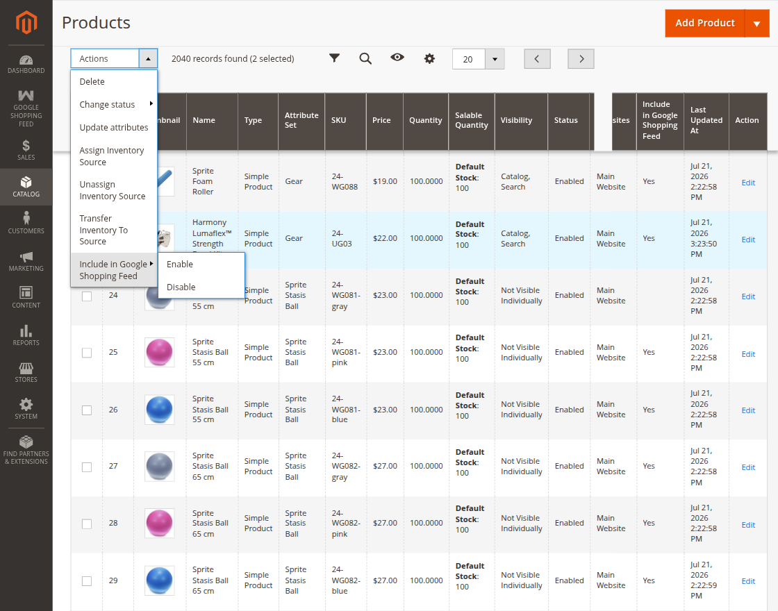 Module product list