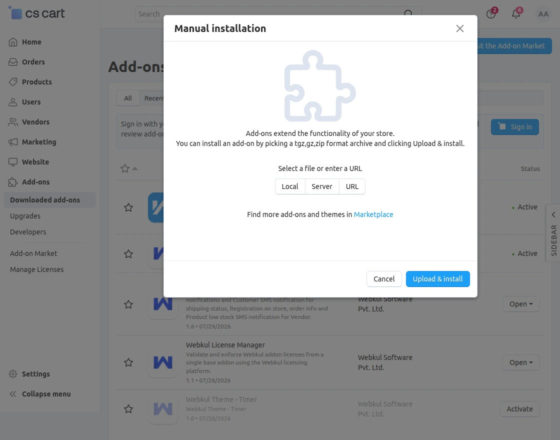 manual installation