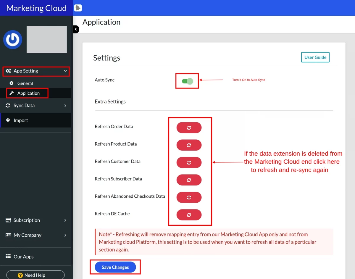 application setting